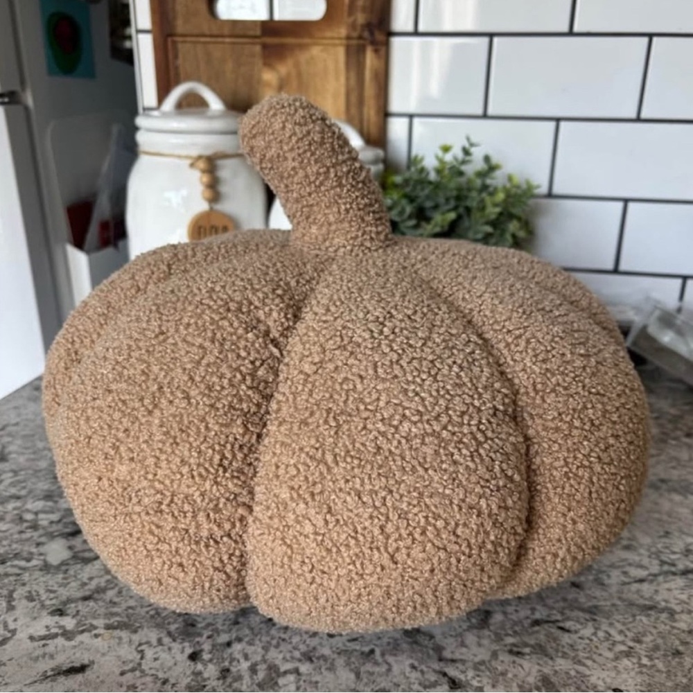 Cozy Tan Pumpkin Plush Pillow